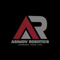 the asmov robotics logo is shown on a black background with red and gray letters