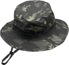 VERSATILE SUN PROTECTION BUCKET BOONIE HAT WITH WIDE BRIM FOR OUTDOORS The Perfect Hat for Fishing, Hunting, CAMPING and Other Outdoor Activities Stay concealed with a little extra coverage by using our military-style boonie bucket hat. It is perfect for many outdoor activities including hunting, fishing, camping, hiking and more. Constructed using a poly / cotton ripstop material, the camo boonie hat is built for many different application uses. The durable ripstop fabric help prevents tears, a Sun Hats For Men, Booney Hat, Military Color, Boonie Hat, Multicam Black, Mens Sun Hats, Military Tactical, Outdoor Hats, Crown Design