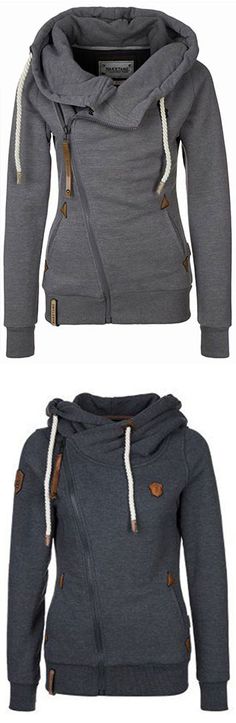 Keep your dream and go to have a look,this one fashion and warm is ready for you. The Traveller  Sweatshirt features fleece lining and drawstring hooded design. You deserve it at CUPSHE.COM  , free shipping! Zipper Sweatshirt, Winter Mode, Jeans Casual, Inspiration Mode, Looks Style, Look Fashion, Passion For Fashion, Autumn Winter Fashion, Side Zipper