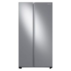 a stainless steel refrigerator freezer with two doors