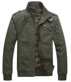 PRICES MAY VARY. Fabric: 100%cotton; Lining: 100%polyester Stand collar with rib, knitted rib cuff and hem Long sleeves; active front yoke with snap button Zip placket, shoulder straps and plaid topstitching If you are not sure which size fit you, please contact us without hesitation! Diner Makeup, Tactical Wear, Army Green Jacket, Army Jacket, Collared Coat, Spring Jackets, Cool Jackets, Warm Coat, Picture Size