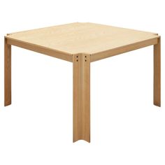 a square wooden table with two legs