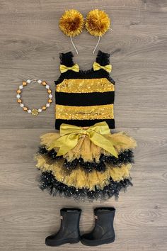 Bumble Bee Costume Set Costume Sparkle In Pink Fluffy Tulle Skirt, Bumble Bee Costume, Black Tutu Skirt, Sparkle In Pink, Design Skirt, Unicorn Outfit, Bee Costume, Black Tutu, Unicorn Costume