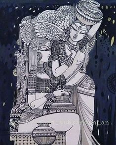 Thooli Art, God Sketch, Doddle Art, Fineliner Art, Ancient Drawings, Bengali Art, Pen Art Work, Boho Art Drawings, Kalamkari Painting