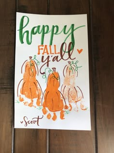 a happy fall y'all card with three dogs and the words scott on it