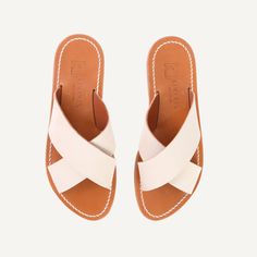 K.JACQUES ST. TROPEZ + PLAIN GOODS WOMEN'S TEMUCO SANDALS St Tropez, Waxed Cotton, Spring Summer Outfits, Cotton Thread, Slip On Sandal, Leather Handmade, Amazing Women, Style Me, Leather Upper