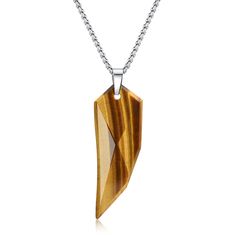 PRICES MAY VARY. Wolf Tooth Pendant: 2*0.7*0.2"(5.2*1.8*0.6cm) Brown Tiger Eye Stainless steel chain of this men's stone necklace: 20"(50cm) Box Chain Wolf Tooth Necklace: The pendant, shaped like a wolf tooth, is crafted from genuine stones; The wolf tooth necklace carries deep symbolic meaning, often representing strength, protection, and courage Stone's Properties: Tiger Eye necklace is said to heal issues with self-worth, self-criticism and blocked creative energy Package: Your women's men's Stone Necklace For Men, Wolf Tooth Necklace, Black Obsidian Necklace, Wolf Tooth, Black Obsidian Stone, Tooth Pendant, Chain Necklace For Men, Wolf Teeth, Brown Tiger