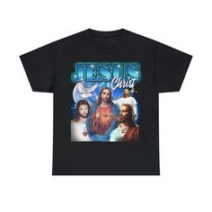 Jesus Christ Vintage 90s Bootleg Fan Tshirt, Happy Birthday Jesus Tee, Funny Retro Christian Religion T-Shirt, Gift for Her, Gift For Him Welcome to FestiveSpirits | Designs to Enhance Your Spirit 🔥TSHIRT DETAILS🔥 The unisex heavy cotton tee is the basic staple of any wardrobe. No side seams mean there are no itchy interruptions under the arms.   🤘  We exclusively use 100% GENUINE GILDAN 5000 T-Shirts 👔  Exact same sweater manufacturer the big brands use (Gildan owns American Apparel) 👔  Ethical Manufacturer - All of Gildan's sewing facilities are certified with the Worldwide Responsible Accredited Production (WRAP) 🤘100% cotton  🤘Medium fabric (5.3 oz/yd² (180 g/m 🤘Classic fit 🤘Tear-away label 🤘Runs true to size 🤘Fast Shipping 👕 RECOMMENDED CARE INSTRUCTIONS 👕  Do not place a Band Merch T-shirt With Graphic Print For Birthday, Band Merch Graphic Print T-shirt For Birthday, Black Band Merch T-shirt For Birthday, Band Merch Graphic Print Top For Birthday, Birthday Band Merch Tops With Short Sleeves, Short Sleeve Band Merch Tops For Birthday, Band Merch Tops For Birthday With Short Sleeves, Birthday Graphic Tee With Relaxed Fit, Birthday Graphic Tee In Relaxed Fit