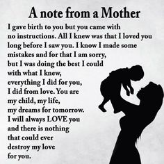 a mother's love poem for her son, with the silhouette of a man holding his child