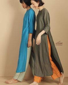 Ao Ba Ba Vietnam, Ao Dai Aesthetic, Lebaran Outfit, Dress Anak, Batik Fashion, Trendy Denim, Summer Linen Dresses