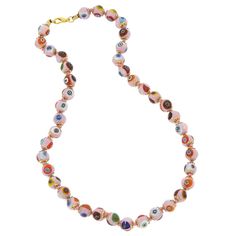 Add a touch of classic Venetian style to your outfit with this elegant Murano millefiori necklace. Centuries-old Murano glass technique perfected by Italian master craftsmen is used to create colorful mosaic effect that is fun and trendy, yet classic and timeless. This is a unique accessory that will brighten up your look and your day. Measurements: This Murano necklace measures about 16 inches in length and comes with an attractive velvet pouch and a certificate of authenticity. Because each Mu Venice Glass, Mosaic Necklace, Italian Leather Handbags, Murano Glass Jewelry, Italian Bags, Murano Italy, Glass Christmas Tree Ornaments, Handmade Handbags, Glass Mosaic