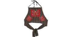 Rouge Butterfly Halter Bralette Top Bohemian Striped Cotton Tops, Summer Cotton Tops With Butterfly Embroidery, Striped Embroidered Cotton Tops, Embroidered Striped Cotton Tops, Beach Bohemian, Bohemian Top, Symbol Of Peace, Red Tunic, Halter Bralette