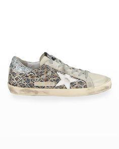 Embellished Sneakers, Golden Goose Superstar, Leopard Print Fabric, Gucci Sneakers, Sneaker Stores, Golden Goose Deluxe Brand, Fendi Shoes, Suede Sneakers, Golden Goose