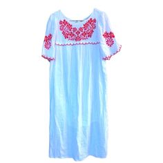 Maxi Dress Made Of Soft Fabric And Flower Embroidery Really Cute It's Extremely White Impeccable It's Perfect To Be Relaxed On Vacation Or At Home Girl It Doesn't Matter Where But Relax With This Beautiful Dress Measures 18" Inches Wide 48" Inches Long Size M Color White New Without Tag Red Floral Embroidered Summer Dress, Red Floral Embroidered Dress For Summer, Red Floral Embroidered Beach Dress, Summer Vacation Red Embroidered Dress, Red Embroidered Dress For Summer Vacation, Casual Red Embroidered Dress, Red Chikankari Embroidery Summer Dress, Flowy Embroidered Short Sleeve Dress For Summer, Flowy Embroidered Short Sleeve Summer Dress