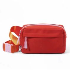 New With Tags Red Rectangular Belt Bag For Travel, Red Travel Pouch Belt Bag, Red Pouch Belt Bag For Travel, Red School Bag With Removable Pouch, Red Belt Bag With Removable Pouch, Red School Bags With Removable Pouch, Casual Red Shoulder Bag With Removable Pouch, Red Pouch Belt Bag For Daily Use, Red Crossbody Belt Bag With Removable Pouch