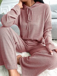 Product Name: Women's Sets Long Sleeve Hoody & Pants Casual Two-Piece Set Item NO.: 7204350034104 Weight: 0.3 kg = 0.6614 lb = 10.5822 oz Category: > > Tag: , , Creation Time: Gender: Women Type: Bottoms Feature: Long Sleeve, Two-Piece Material: Polyester Style: Casual/Fashion Color: Black, Grey, Pink Size: S, M, L, XL Please Note: All Dimensions Are Measured Manually With A Deviation Of 1 To 3cm. Ribbed Loungewear, Knit Lounge Set, Warm Pants, Fall Dress Outfit, Fashion Bottoms, Top And Pants Set, Hooded Top, Top Pants Set, Pants Casual