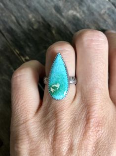 Size 5.5 Turquoise Ring Sterling Silver Ring Gemstone Ring | Etsy Turquoise Sterling Silver Ring With Bezel Setting, Turquoise Chrysoprase Ring, Artisan Turquoise Chrysoprase Rings, Handmade Sterling Silver Rings, Vermeil Jewelry, Blue Gems, Ring Gemstone, Gold Filled Jewelry, Copper Jewelry