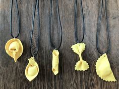 "These adjustable pasta themed necklaces are created with a 2 mm thick black waxed cotton cord that is smooth, lightweight, strong and durable. The cord length is 16\"/41 cm inches with an additional adjustable extension chain of 2\"/5cm. Each necklace has a Zinc Alloy, platinum toned, lobster clasp. Pasta pendants are made from a hardened modeling clay that retains a flexible, leather-like feel when finished." Fun Pasta, Handmade Pasta, Modeling Clay, Baltimore Md, Themed Jewelry, Cotton Cord, Waxed Cotton, Just Amazing, How To Cook Pasta