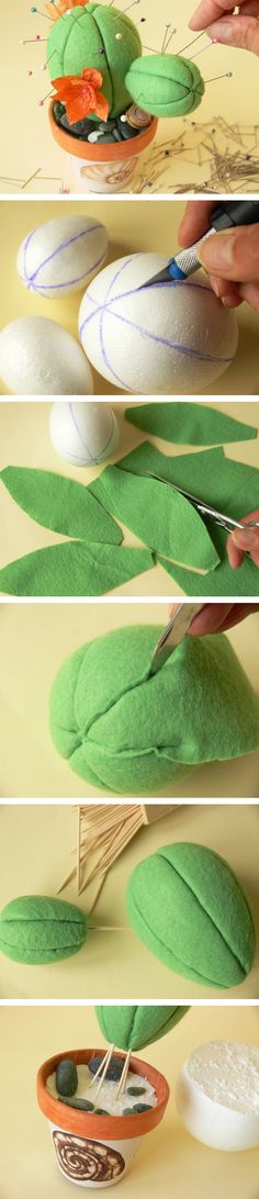 the process of making felt flowers with scissors