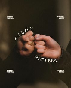 a person holding their hand with the words family matters written on it