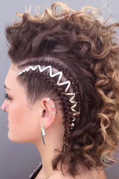 Faux Hawk, Hairstyles For Women, Curly Hair, Short Hair, Braids, Hairstyles, For Women, Hair, Plaits