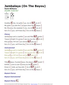 jambaja on the bayou guitar chords and tabulas for beginners to learn