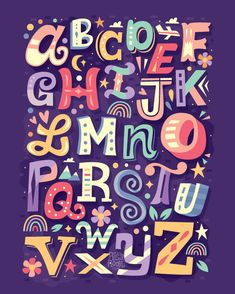 the alphabet is made up of colorful letters and numbers