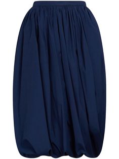 navy blue cotton ruched detailing fully pleated high-waisted elasticated waistband puffball hem below-knee length Pleated Midi Skirt, Sewing Clothes, High Waisted Skirt, Womens Bottoms, Knee Length, Midi Skirt, Navy Blue, High Waisted, Luxury Fashion