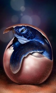 a painting of a blue fish in a ball