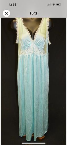 This is a Vandemere brand blue nightgown in fair condition. From a smoke free, pet free home. For an automatic discount visit vzvintage Size: M Armpit to armpit: 18" Flat Waist: 16.5" Flat Hip: 22" Flat Length (Waist to hem): 39.5" Vandemere Made in the USA Blue V-neck Sleepwear For Home, Blue V-neck Nightgown With Lace Trim, Blue V-neck Nightgown For Home, Light Blue Summer Nightgown, Vintage Light Blue Summer Nightgown, Vintage Blue Dress For Sleepover, Light Blue Lace Trim Nightgown For Home, Light Blue Lace Trim Nightgown, Vintage Blue Nightgown For Home