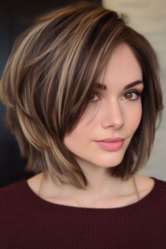 Coffee And Cream Hair Color, Brown Hair Color, Fall Blonde, Haircut Short, Brunette Balayage Hair, Short Layered, Dark Brown Hair Color, Haircuts Short