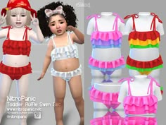 Toddler Ruffle Swim Set for The Sims 4 The Sims 4 Baby, The Sims 4 Kids