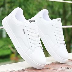 Lasaky - Gentle on Feet, Easy to Wear Shoes Spring Skate Shoes With Vulcanized Sole And Flat Heel, Spring Vulcanized Sole Flat Heel Skate Shoes, Casual Leather Canvas Shoes For Spring, Summer Casual Leather Canvas Shoes, Summer Walking Shoes With Synthetic Material And Round Toe, Summer Synthetic Walking Shoes With Round Toe, Summer Walking Shoes With Round Toe And Synthetic Material, White Lace-up Walking Shoes For Summer, Summer Skate Shoes With Vulcanized Sole And Round Toe