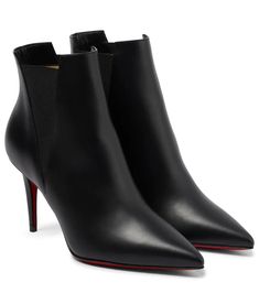 Christian Louboutin - Astri leather ankle boots | Mytheresa Mid Heel Ankle Boots, Louboutin Boots, Louboutin Online, Clothing Pieces, Winter Ankle Boots, Christian Louboutin Women, Shoes Booties, Womens Boots Ankle, Black Ankle Boots