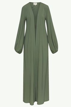 Essential Jersey Open Abaya - Sage Clothing Veiled Jersey Abaya, Green Cardigan Outfit, Cardigan Outfit Summer, Abayas Collection, Elegant Abayas, Abaya Outfit, White Dress Formal, Black Abaya, Open Abaya