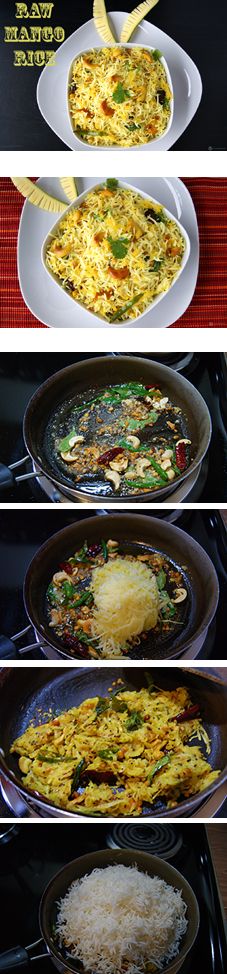 four different types of food being cooked in pans