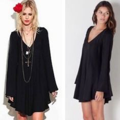 For Love And Lemons Black Boho Swing Festival Mini Dress With Bell Sleeves. Deep V-Neckline, Delicate Lace Scallop Trim All Around, Unlined. 100% Rayon. For Love And Lemons Festival, Dress With Bell Sleeves, Black Boho, Scallop Trim, Lemon Dress, Love And Lemons, Bell Sleeve Dress, For Love And Lemons, Bell Sleeve