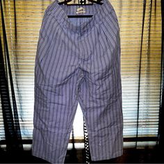 Brand: Urban Outfitters Size: Xl Inseam: Approximately 30 Inches Material: 62% Cotton, 27% Linen, 11% Viscose Never Worn. Has Silver Hook Closers With A Button Inside Pockets With Pleats On The Front And Stretch Band On The Back Of The Pants Striped Relaxed Fit Bottoms For Pajama Party, Urban Outfitters Cotton Loungewear Pants, Urban Outfitters Cotton Lounge Pants, Striped Cotton Bottoms For Pajama Party, Striped Bottoms With Pockets For Daywear, Casual Bottoms With Vertical Stripes For Daywear, Casual Vertical Stripes Bottoms For Daywear, Urban Outfitters Cotton Bottoms, Urban Outfitters Pants