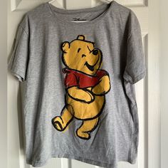 Winnie The Pooh T Shirt. Sz Xxl. Pit To Pit 23 In X 25 In Long Washed But Never Worn Pooh Bear Shirt, Winnie Pooh T Shirt, Winnie The Pooh T Shirt, Pooh Shirt, Winnie The Pooh Shirt, Bear Shirt, Pooh Bear, Gray Yellow, Disney Tops