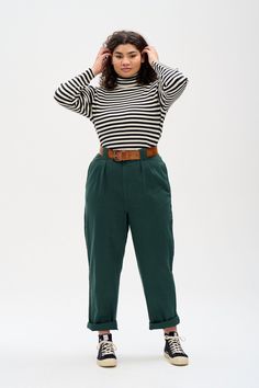 Lucy And Yak, Twill Skirt, Roll Neck Top, Looks Street Style, Moda Plus, Looks Style, Wide Waistband, Looks Vintage, Vintage Jeans