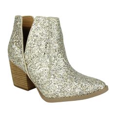 PRICES MAY VARY. EXQUISITE BOOTS FOR ELEGANT WOMEN: Not Rated Fiera High Heel V-Cut Boot is crafted to be the epitome of elegance for women who want to make a statement. This chunky heel boot with sparkly glittered synthetic upper and V-cut design will elevate any outfit and make you feel confident and stylish. BLEND OF STYLE AND COMFORT: The V-cut design of our low-ankle boots for women. The stylish chunky heel cowboy boots and slightly cushioned footbed conform to your foot for comfort with ev Comfortable Concert Shoes, Vegas Shoes, Glitter Heeled Boots With Round Toe For Fall, Glitter Booties Outfit, Trendy Glitter Boots With Round Toe, Glitter Fitted Boots With Round Toe, Glamorous Sparkling Ankle Boots, Pink Glitter Boots With Round Toe, Low Ankle Boots