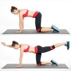 a woman doing a plank exercise on a mat