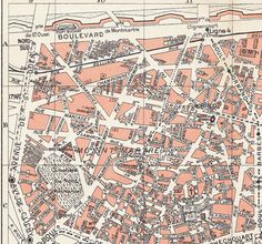 an old map of the city of boulevard boulevard in paris, showing streets and buildings