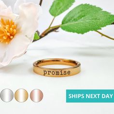 Part of our Faith Collection, this ring features a stunning Promise engraved design! Make it personal by adding a custom message on the inside! Gift this personalized ring to your loved ones or enjoy this yourself! * { INSTRUCTIONS } Enter the inside engraving you would like engraved in the personalization box! * { MADE IN USA } Each piece of Avy + Tay jewelry is handmade in our studio in Peoria, AZ! We handcraft each piece with ♥ to make sure you receive the perfect piece of jewelry every time! Peoria Az, Engraved Ring, Engraved Design, Personalized Ring, Personalized Rings, Stackable Ring, Engraved Rings, Ring Handmade, Stackable Rings