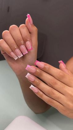 Light to dark shades of pink💗 Shades Nails, Pink French Tips, Cute Pink Nails