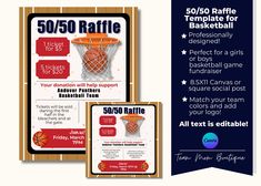 a flyer for a basketball tournament with the text 50 / 50 raffle on it