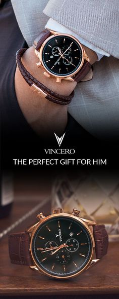 Bold, modern watches for men and women. Vincero timepieces come equipped with leather bands, sapphire crystal and affordable prices. The perfect gift for him or her. Black Movement, 여름 스�타일, Perfect Gift For Him, Mens Gold