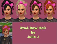 four different styles of hair with pink bows on their heads and the words, 340 bow hair by julia j