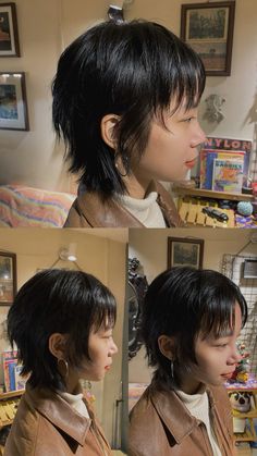 Instagram : @9hahoi #hair #shorthair #hairstyle #haircut #hairstylist #mullet #hairdesign #hanoi #vietnam #vietnamese #so9hahoi #xomhahoi #9xomhahoi #9hahoi Short Hair With Long Sides, Pixie Wolfcut Haircut, Short Haircuts Asian Women, Transfemme Hair, Overgrown Pixie Hairstyles, Short Shag Cuts For Thick Hair, Hair Stylist Fashion, Mod Hairstyles Women, Feminine Mullet Straight Hair