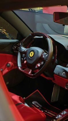 the interior of a ferrari sports car